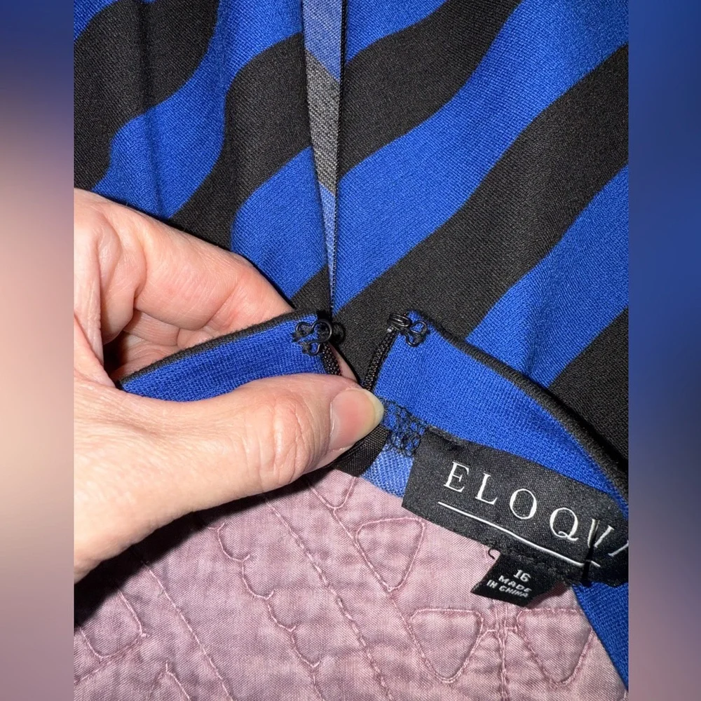 Eloquii Blue and Black Striped Long Sleeve Dress - Picture 11 of 15
